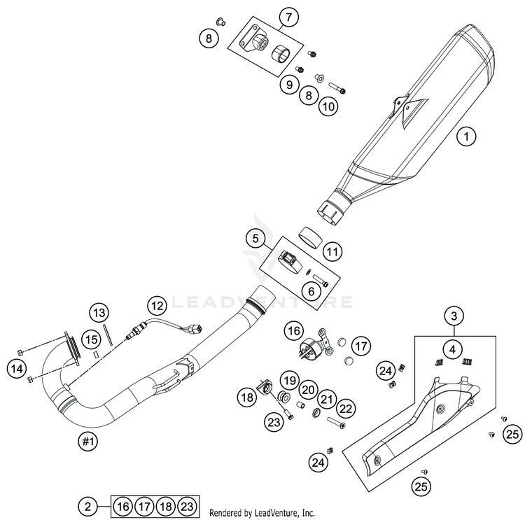 Exhaust System 701 SUPERMOTO CHASSIS - 2019 Schematic
