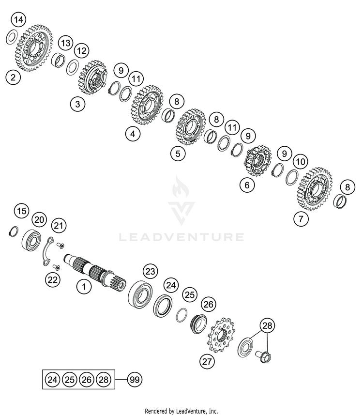 Transmission Ii - Countershaft FE 501s ENGINE - 2020 Schematic