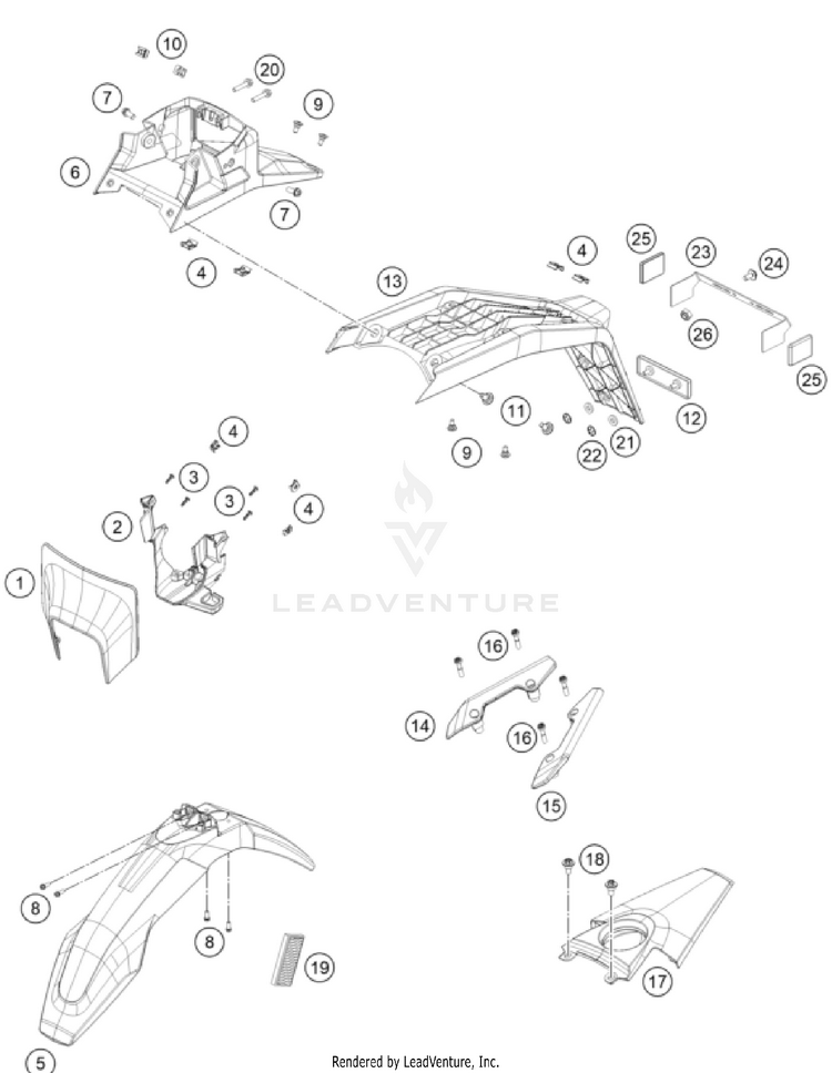 Mask, Fenders 701 ENDURO US CHASSIS - 2024 Schematic