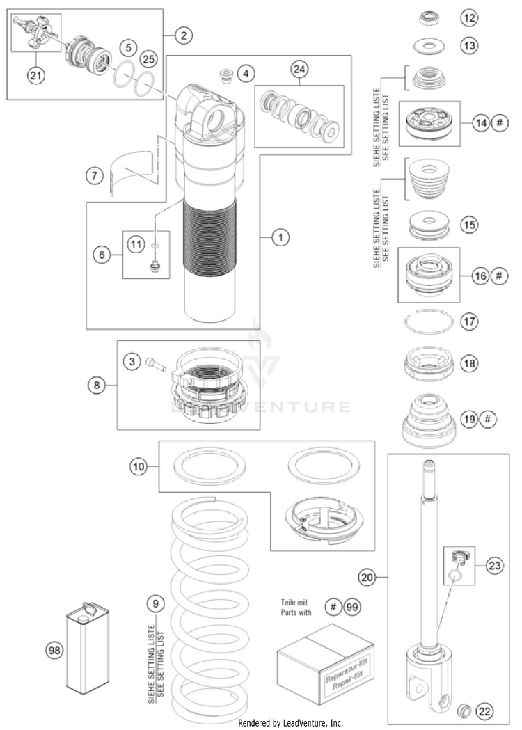 Shock Absorber Disassembled Schematic