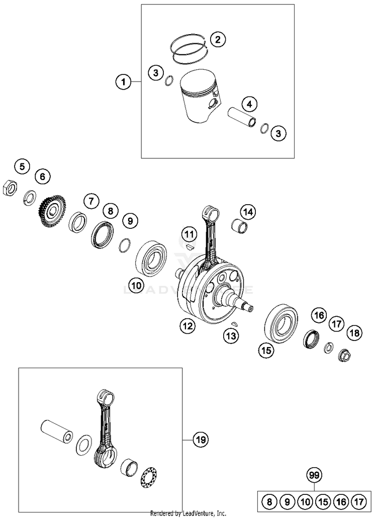 Crankshaft, Piston TX 300 ENGINE - 2017 Schematic