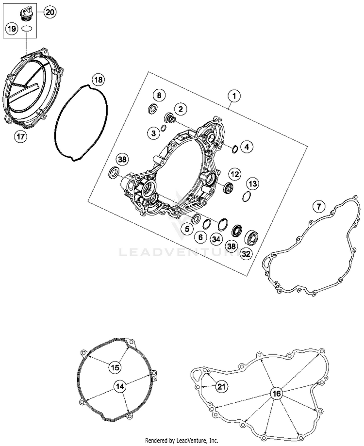 Clutch Cover FE 350S ENGINE - 2015 Schematic