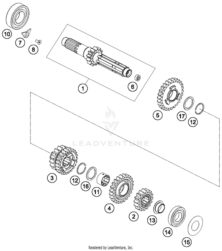 Transmission I - Main Shaft FE 250 ENGINE - 2018 Schematic
