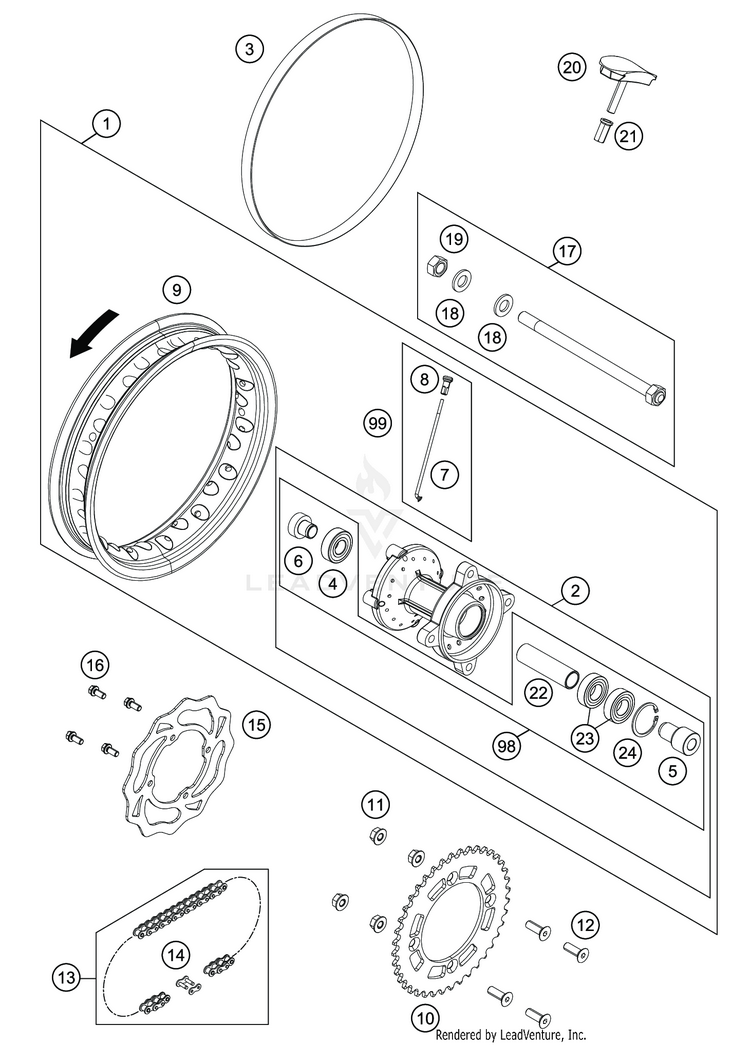 Rear Wheel TC 50 MINI CHASSIS - 2020 Schematic