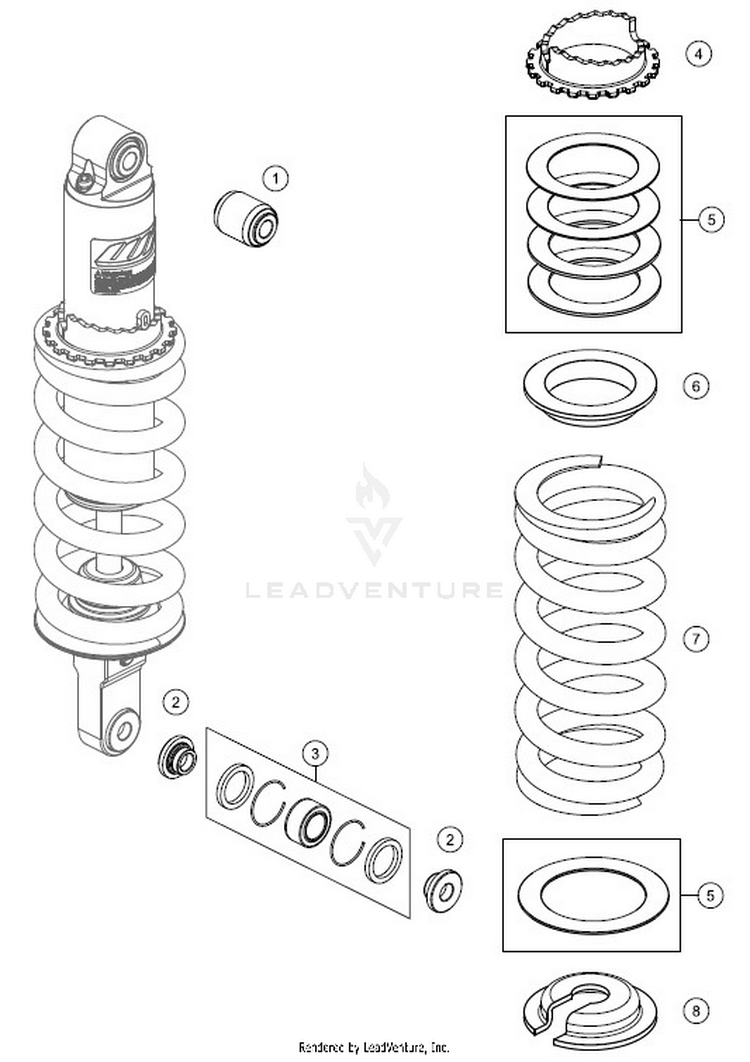 Shock Absorber Disassembled 701 VITPILEN CHASSIS - 2018 Schematic