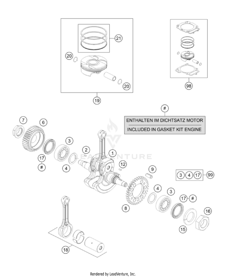 Crankshaft, Piston 701 FE/FS US Engine - 2022 Schematic