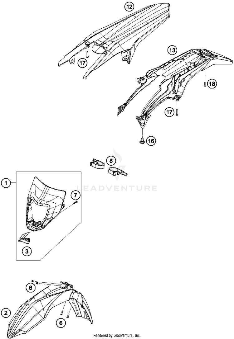 Mask, Fenders TE 250 CHASSIS - 2015 Schematic