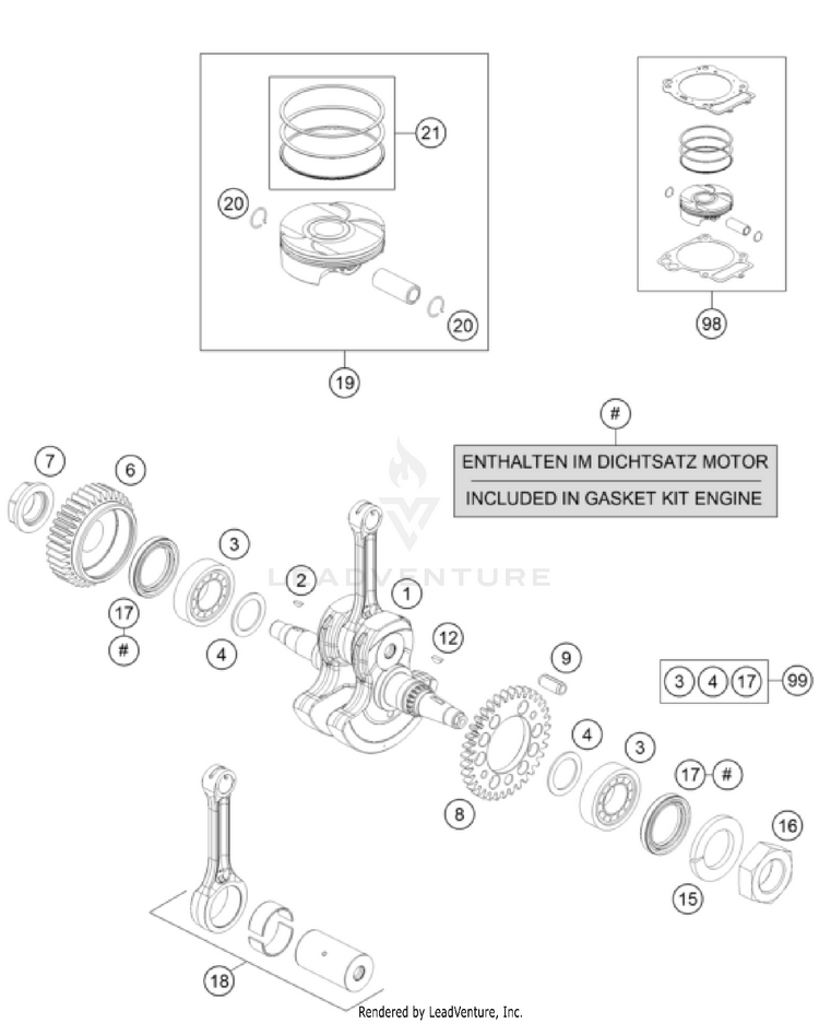 Crankshaft, Piston 701 FE/FS US ENGINE - 2024 Schematic
