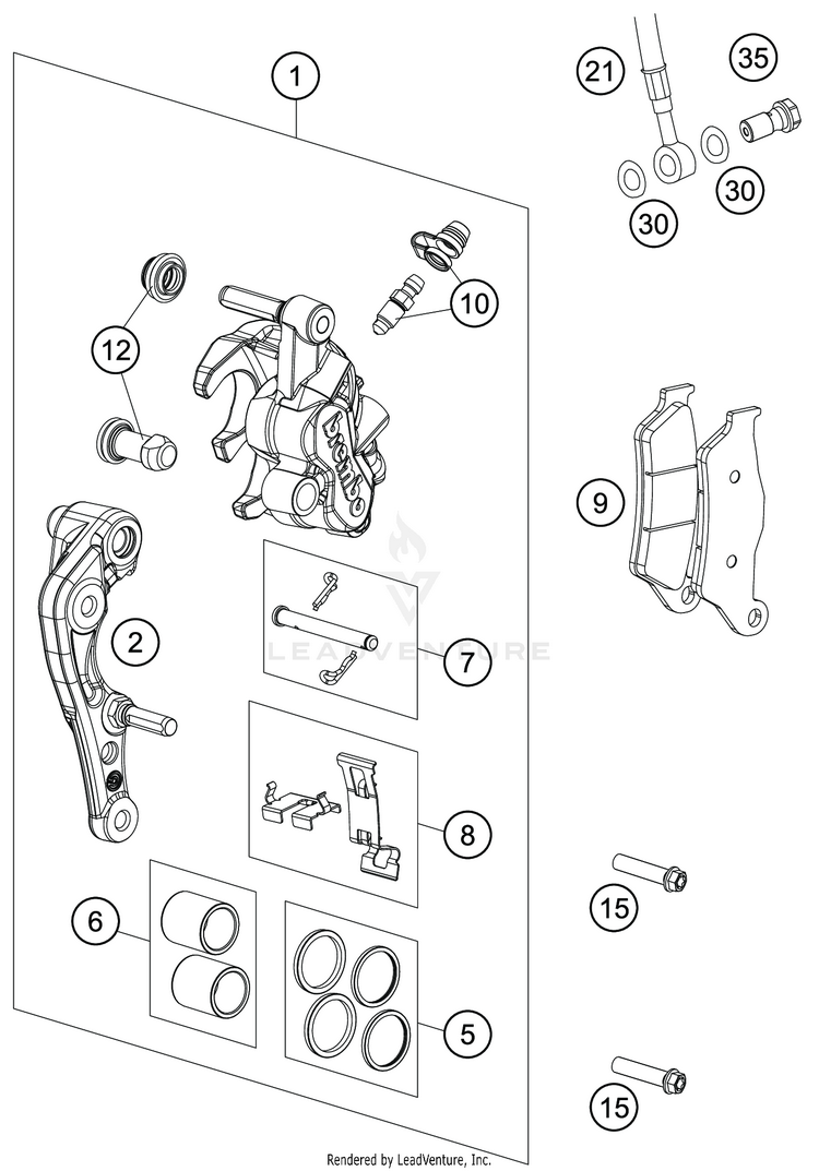 Front Brake Caliper TC 250 CHASSIS - 2021 Schematic