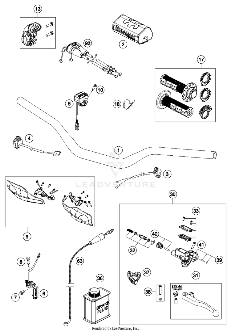Handlebar, Controls FC 250 CHASSIS - 2017 Schematic