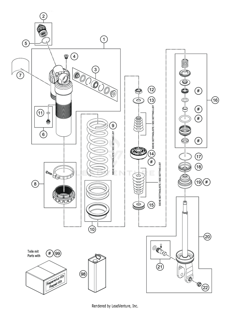 Shock Absorber Disassembled FC 350 CHASSIS - 2020 Schematic