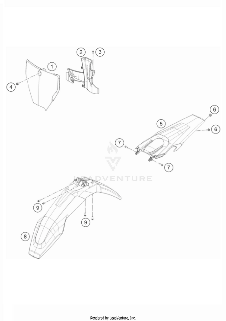 Mask, Fenders TC 125 CHASSIS - 2022 Schematic