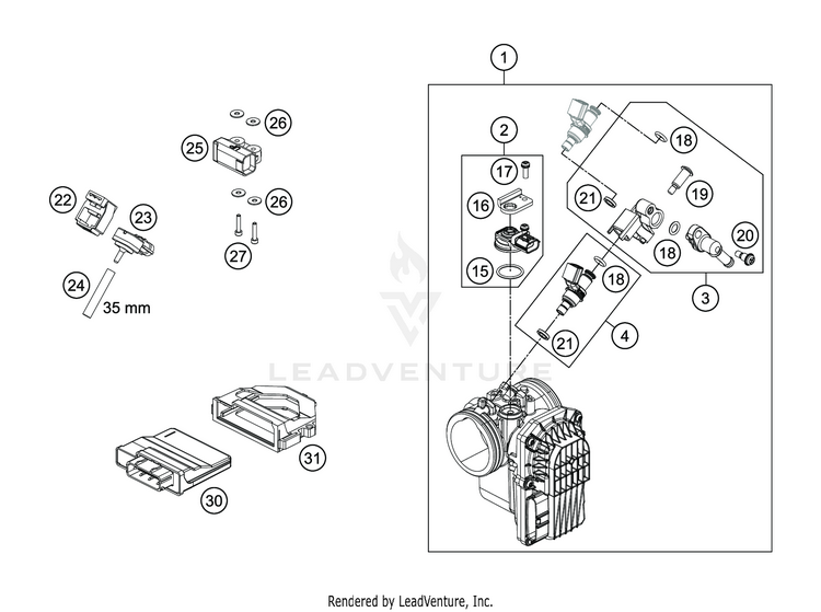 Throttle Body 701 SUPERMOTO ENGINE - 2019 Schematic