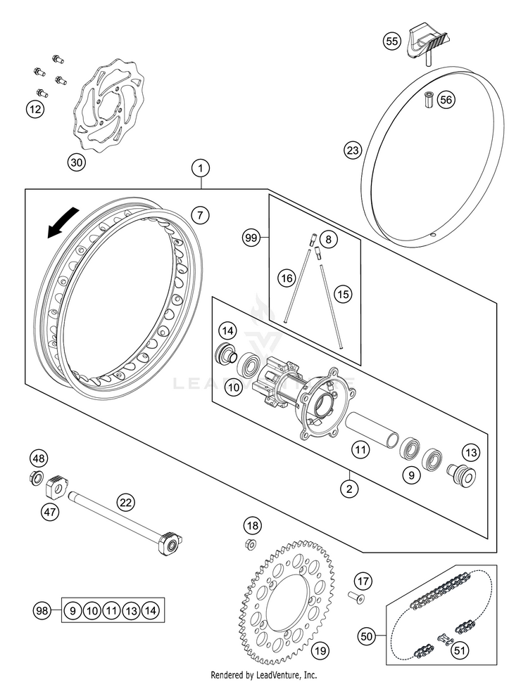 Rear Wheel TC 65 CHASSIS - 2021 Schematic