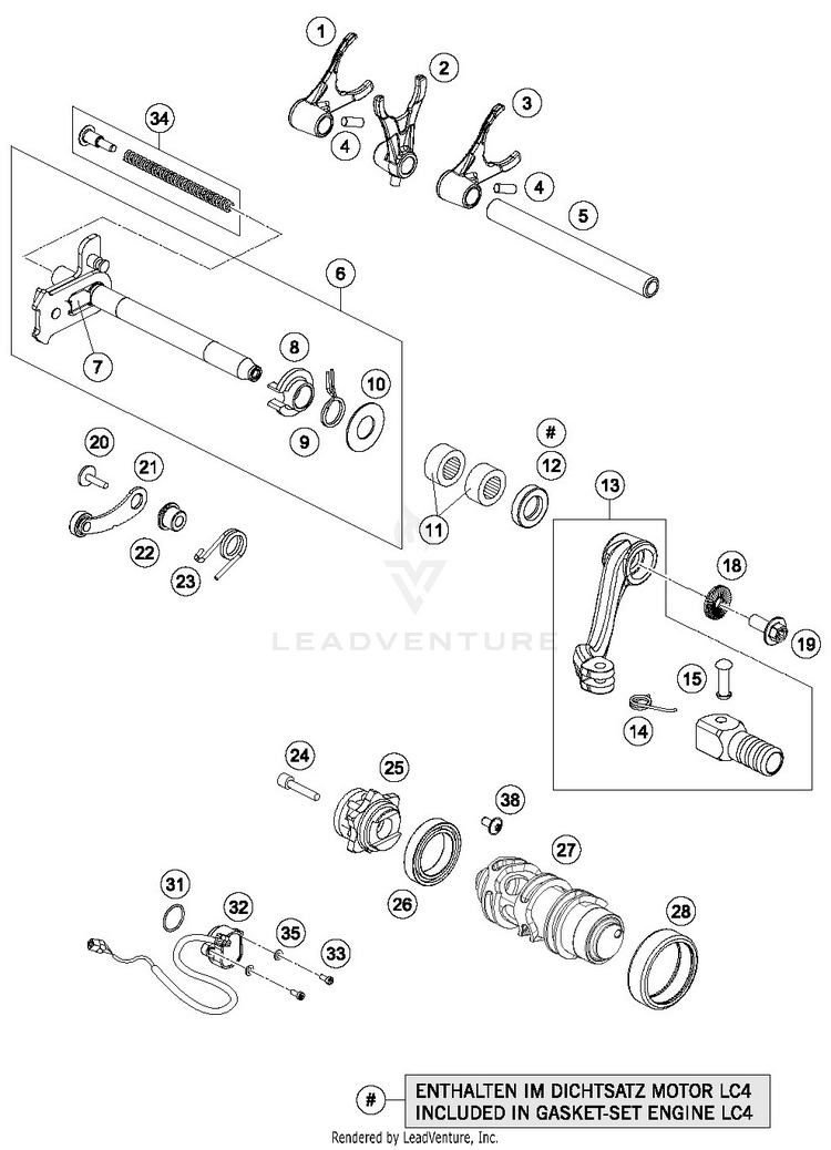 Shifting Mechanism 701 ENDURO ENGINE - 2016 Schematic