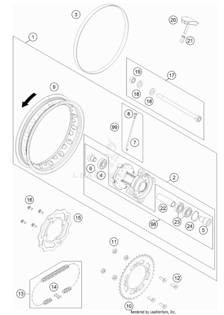 Rear Wheel TC 50 MINI CHASSIS - 2023 Schematic