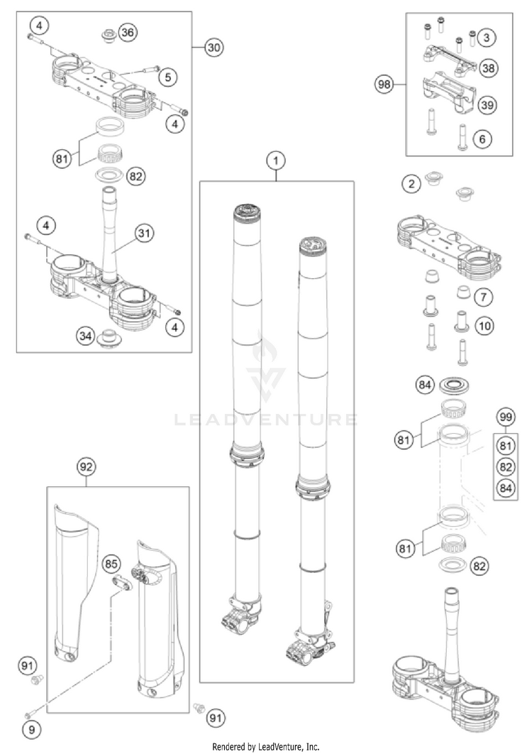 Front Fork, Triple Clamp Schematic
