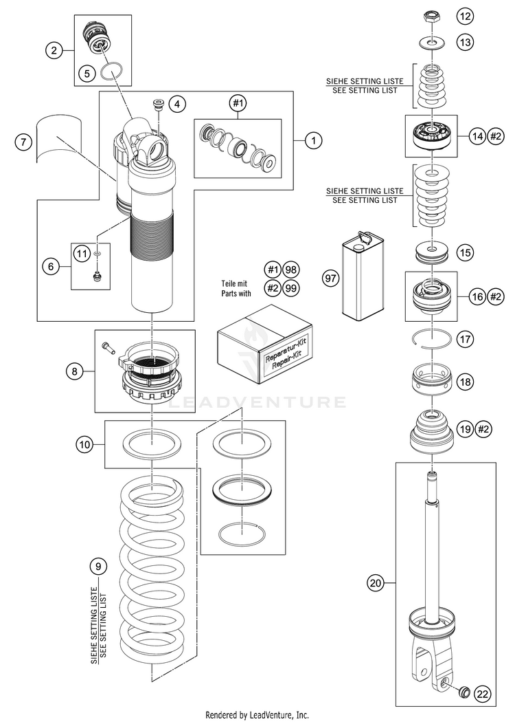 Shock Absorber Disassembled TC 125 CHASSIS - 2021 Schematic
