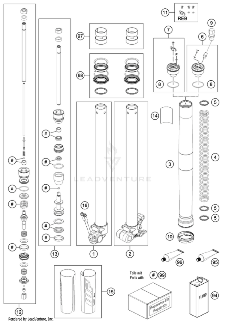Front Fork Disassembled TC 65 CHASSIS - 2023 Schematic