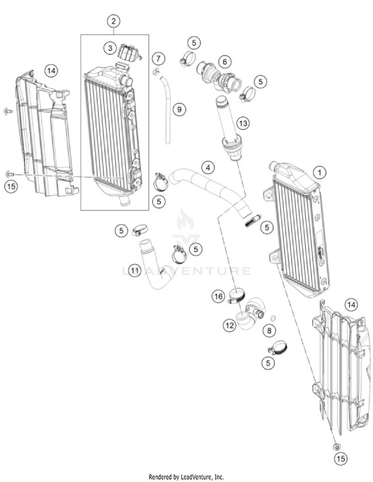 Cooling System TC 250 ENGINE - 2025 Schematic