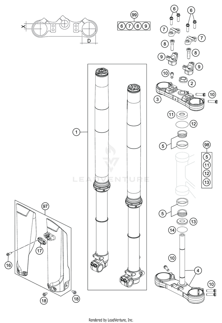 Front Fork, Triple Clamp TC 85 19 16 CHASSIS - 2020 Schematic