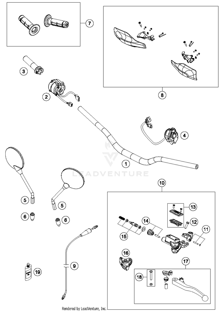 Handlebar, Controls 701 ENDURO CHASSIS - 2016 Schematic