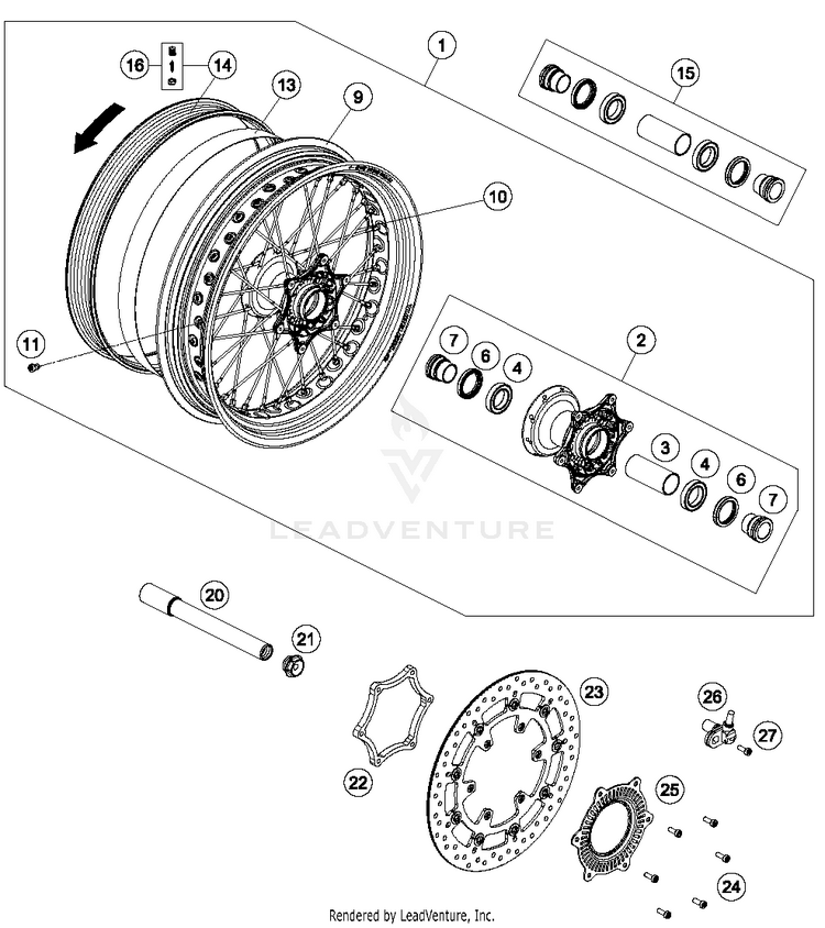 Front Wheel 701 SUPERMOTO CHASSIS - 2018 Schematic