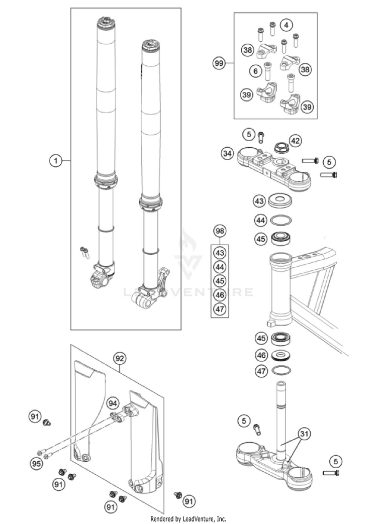 Front Fork, Triple Clamp Schematic