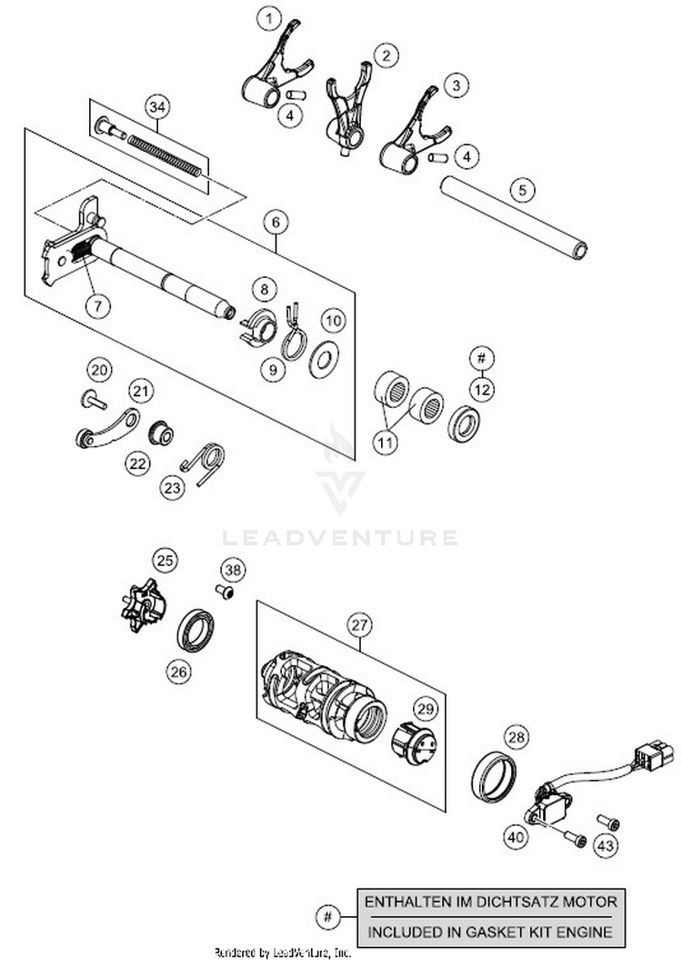 Shiftingmechanism 701 VITPILEN ENGINE - 2018 Schematic