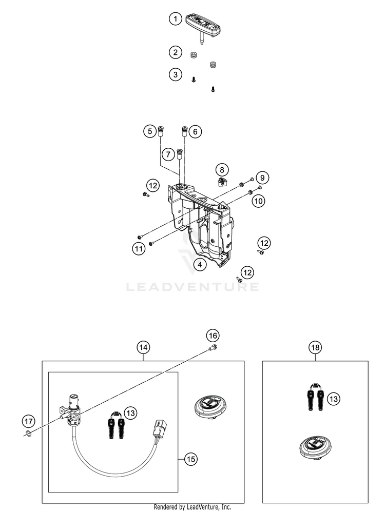 Instruments / Lock System 701 ENDURO CHASSIS - 2019 Schematic