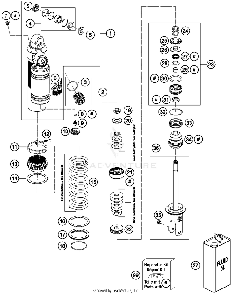 Shock Absorber Disassembled FC 250 CHASSIS - 2015 Schematic