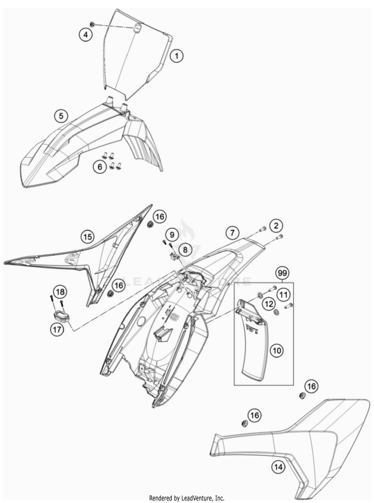 Mask, Fenders TC 65 CHASSIS - 2023 Schematic