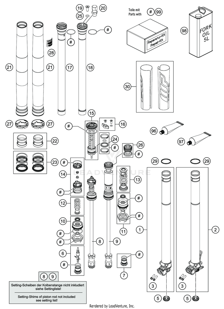 Front Fork Disassembled FS 450 CHASSIS - 2020 Schematic
