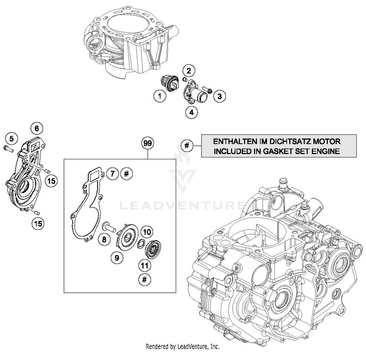 Water Pump 701 SUPERMOTO ENGINE - 2018 Schematic