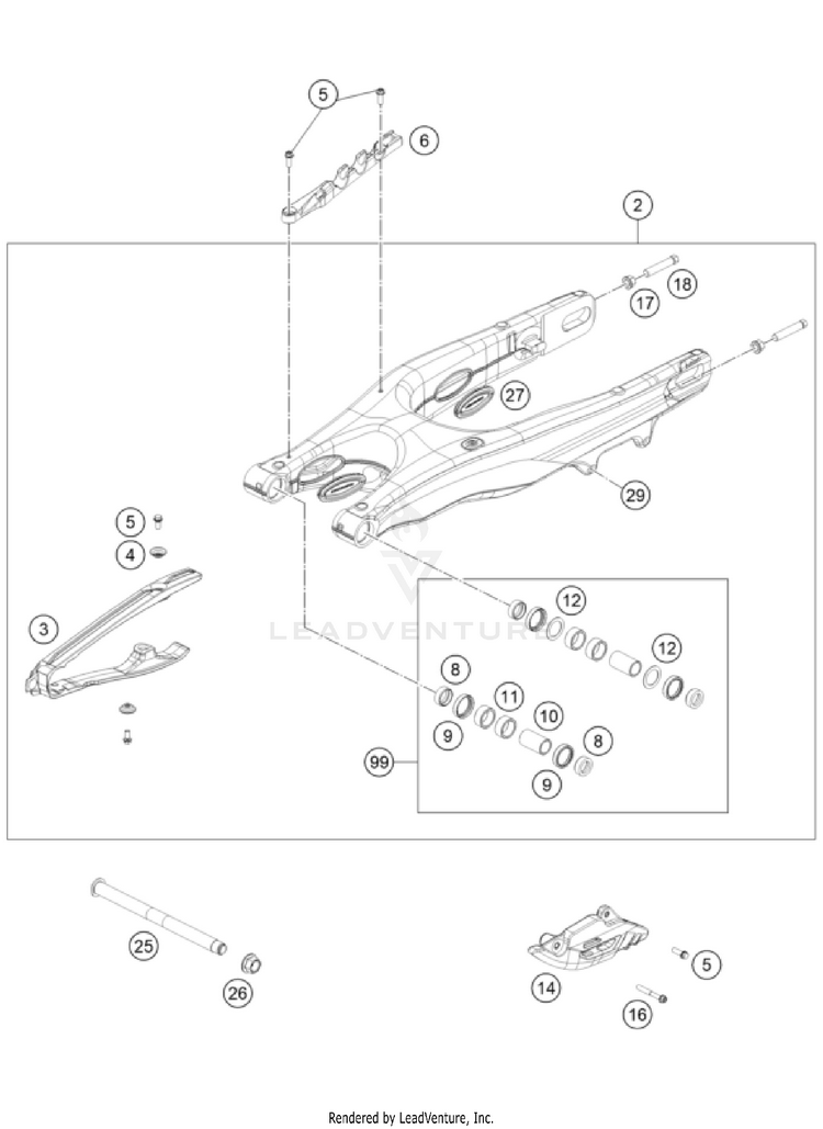 Swing Arm FC 350 CHASSIS - 2025 Schematic