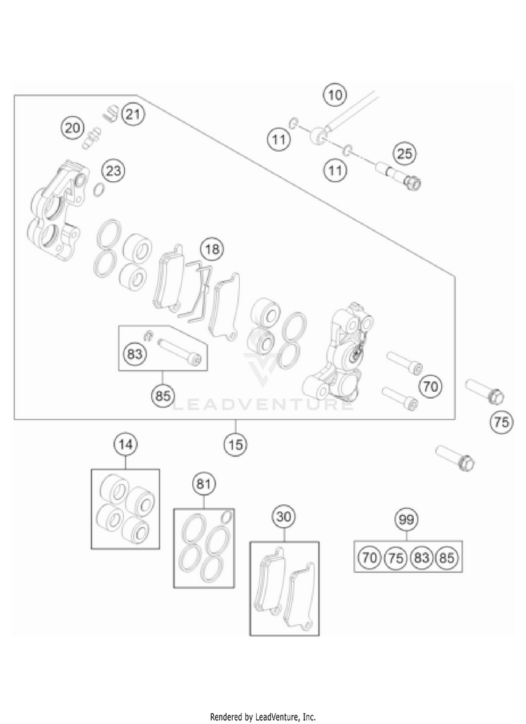 Front Brake Caliper TC 65 EU CHASSIS - 2022 Schematic