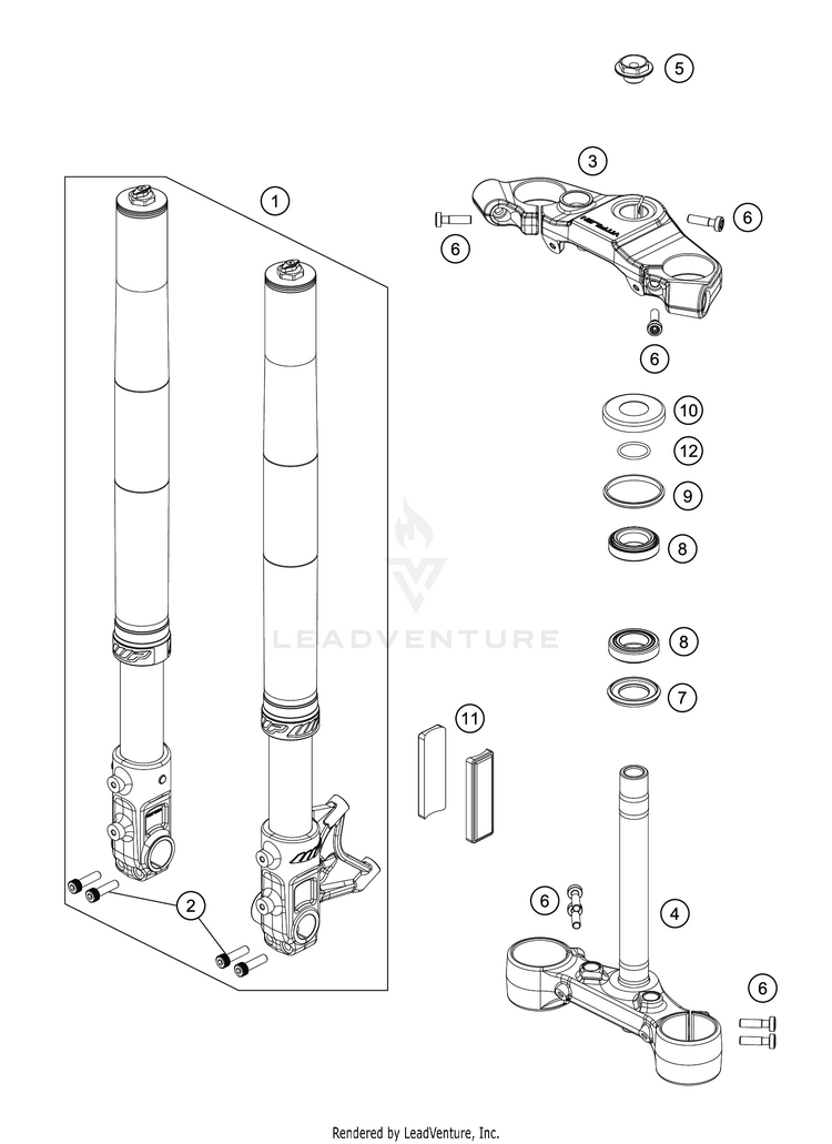 Front Fork, Triple Clamp Schematic