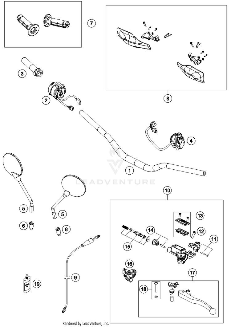 Handlebar, Controls 701 ENDURO CHASSIS- 2017 Schematic