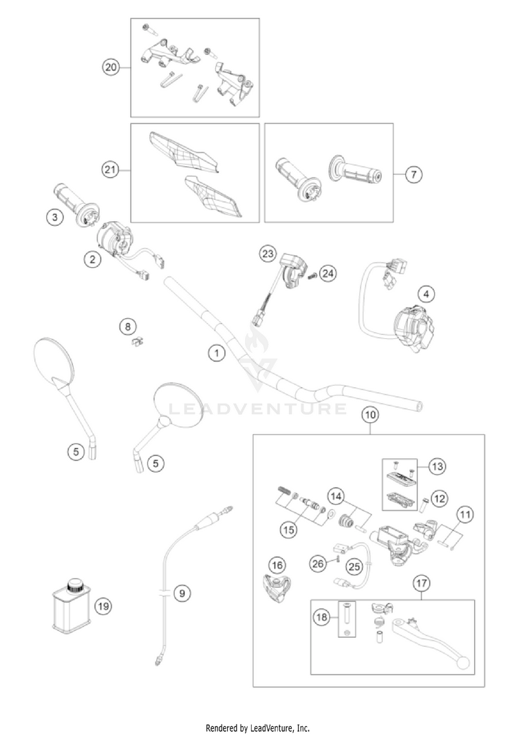 Handlebar, Controls 701 ENDURO US CHASSIS - 2022 Schematic