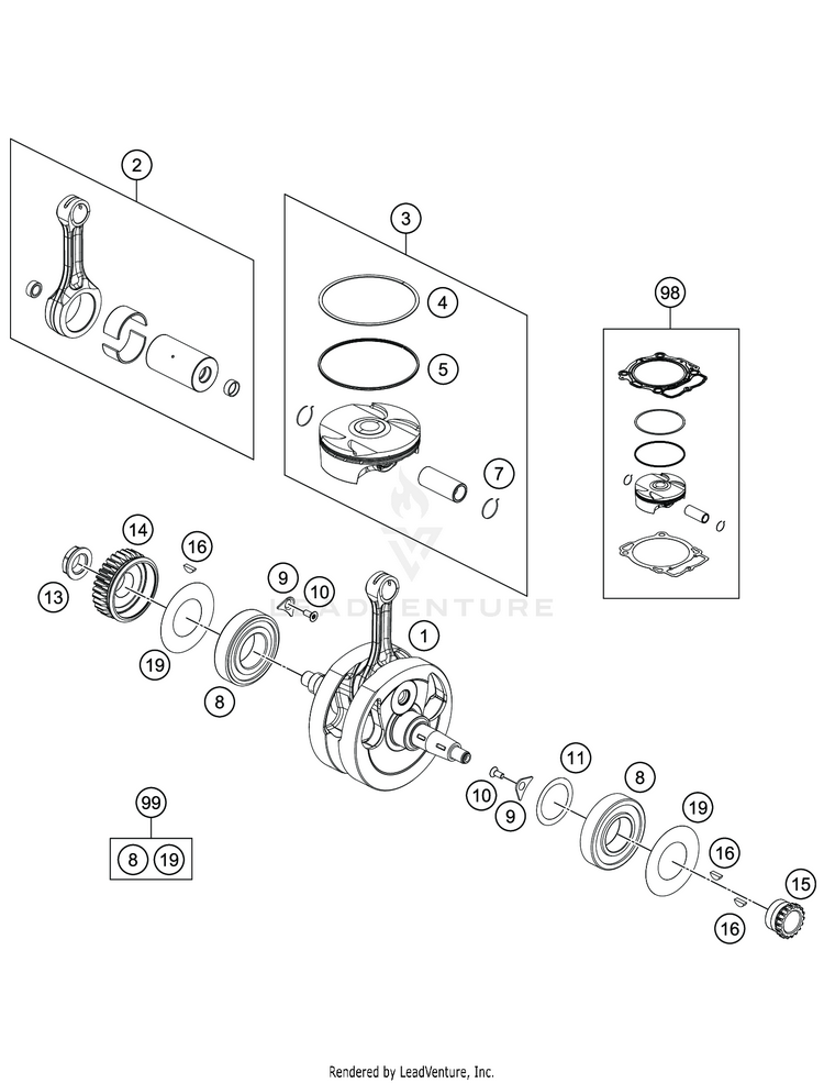 Crankshaft, Piston FE 501s ENGINE - 2020 Schematic