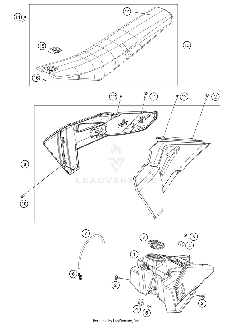 Tank, Seat FC 350 CHASSIS - 2025 Schematic