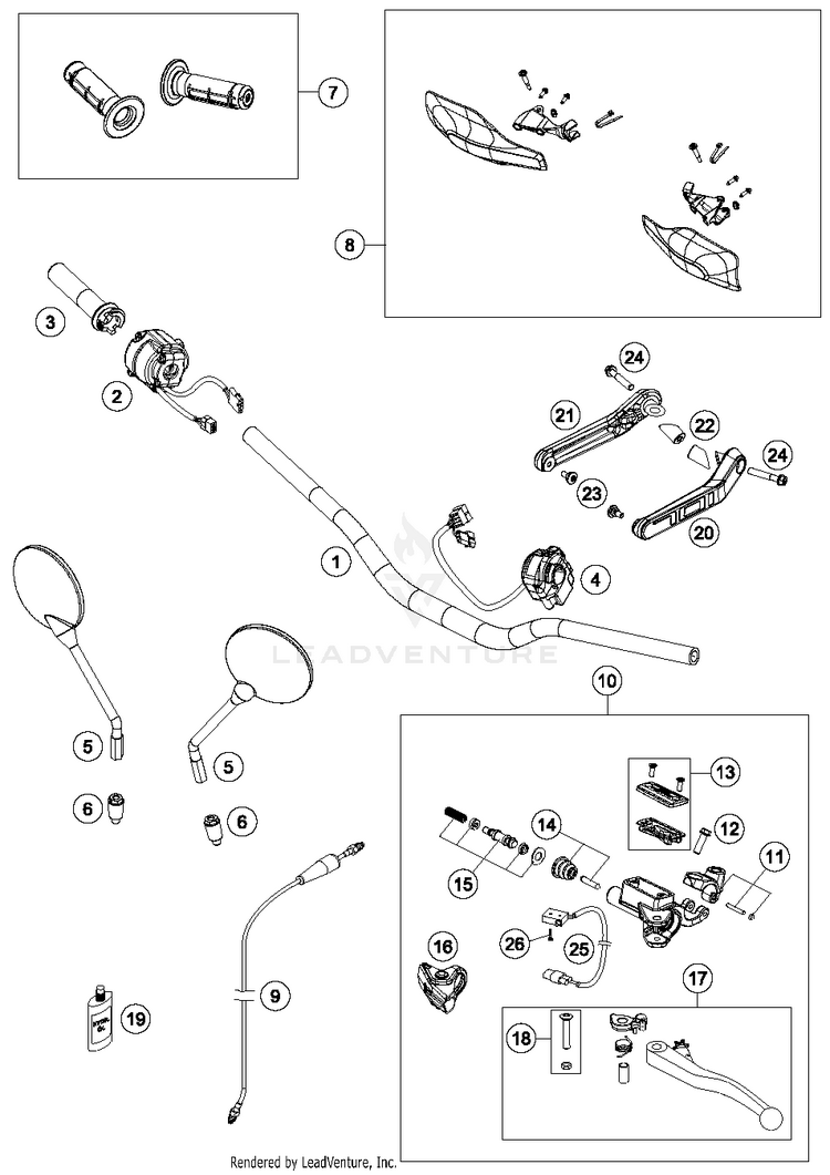 Handlebar, Controls 701 SUPERMOTO CHASSIS - 2018 Schematic