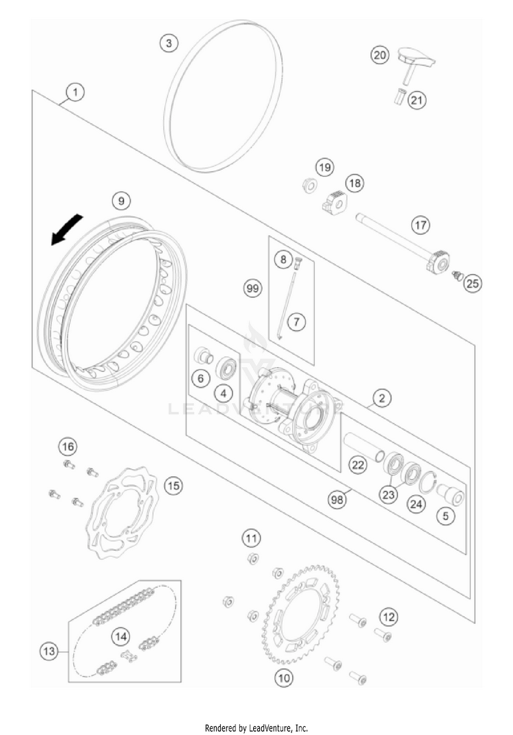 Rear Wheel TC 50 EU CHASSIS - 2022 Schematic