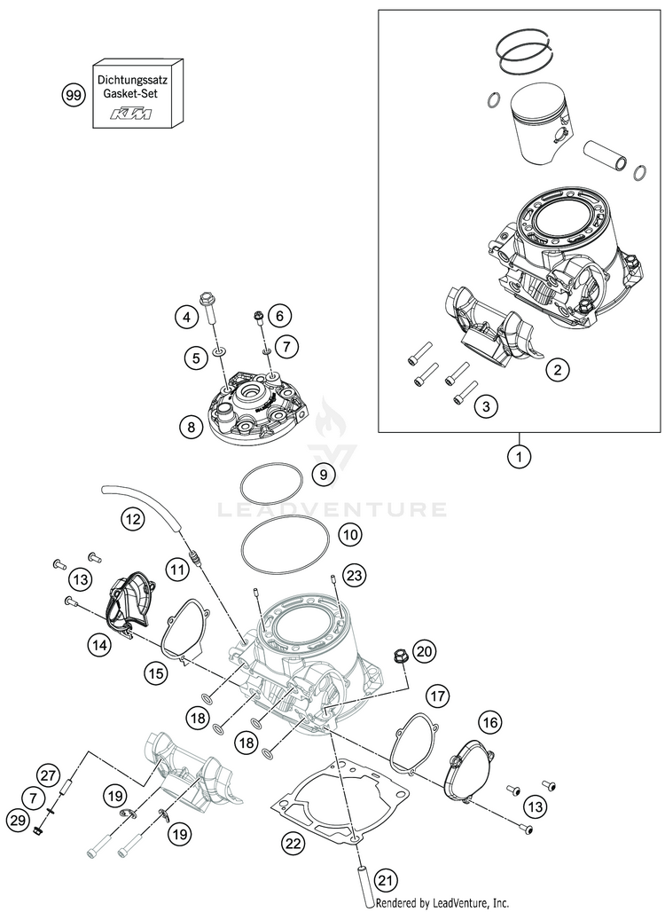 Cylinder, Cylinder Head TC 250 Engine - 2021 Schematic
