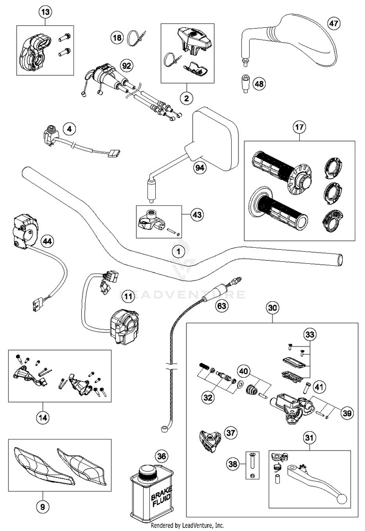 Handlebar, Controls FE 250 CHASSIS - 2019 Schematic