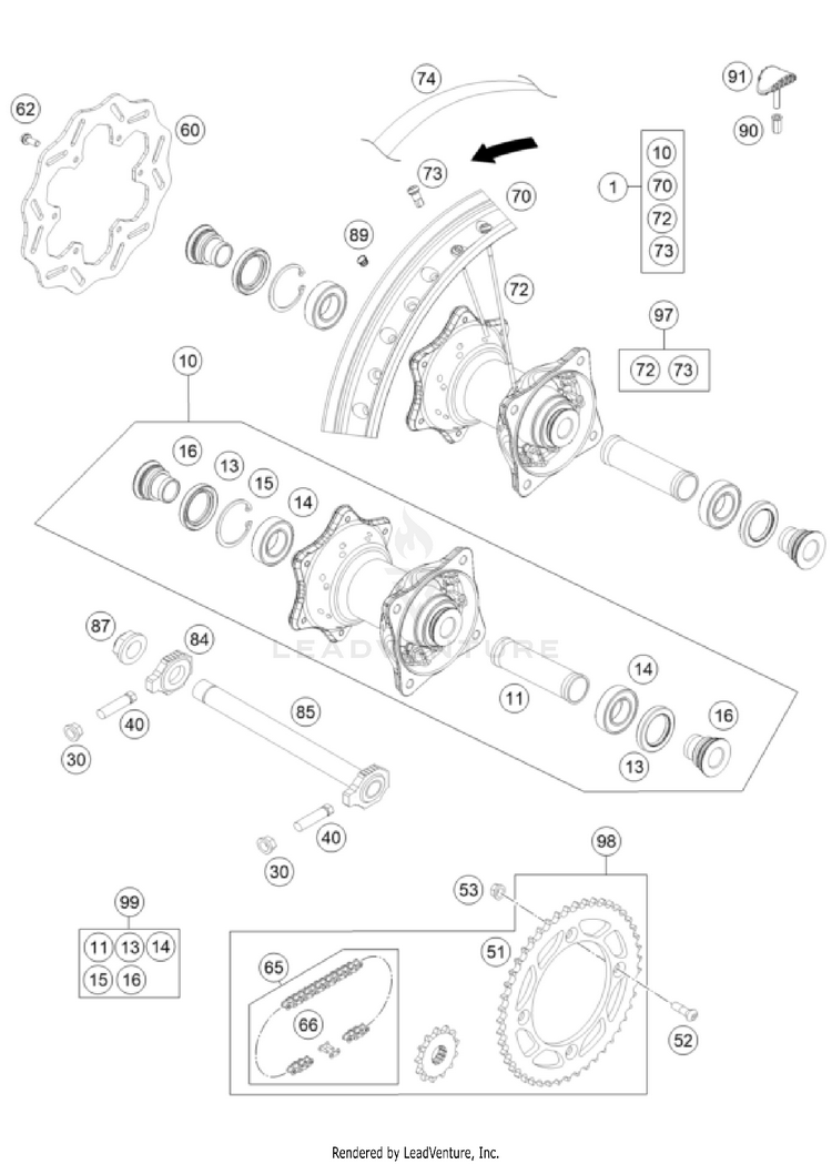 Rear Wheel TC 85 17/14 CHASSIS - 2024 Schematic