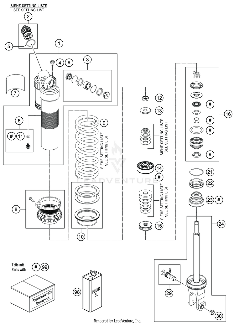 Shock Absorber Disassembled FE 350 CHASSIS - 2020 Schematic
