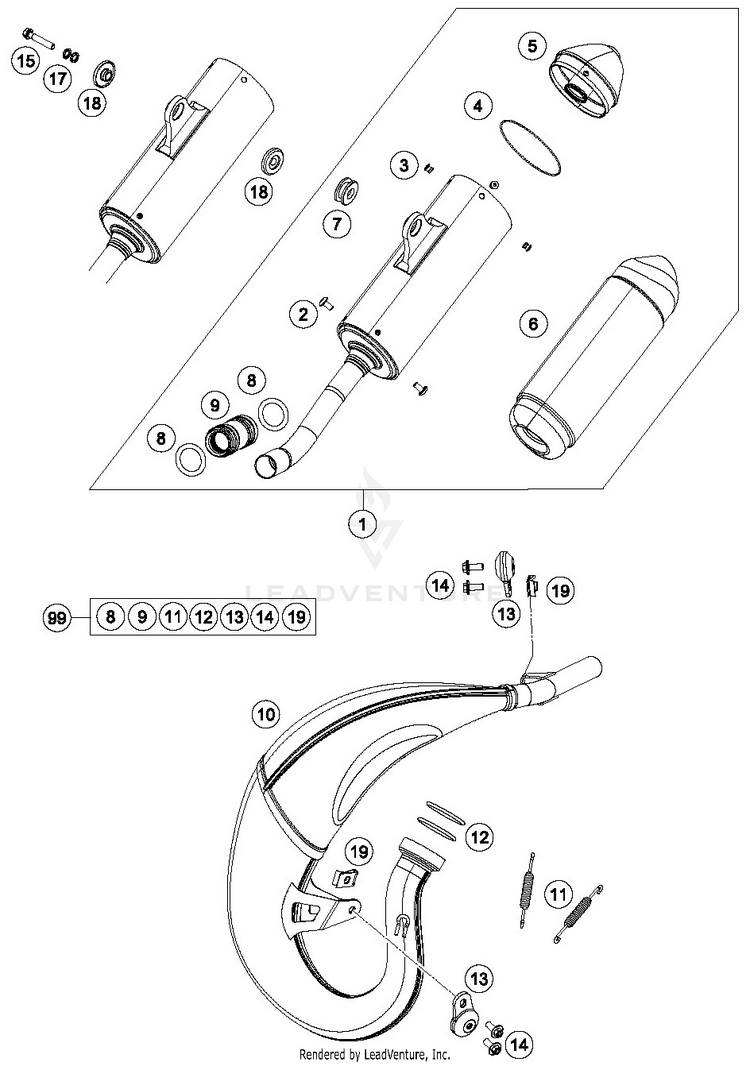 Exhaust System TC 85 19/16 CHASSIS - 2019 Schematic