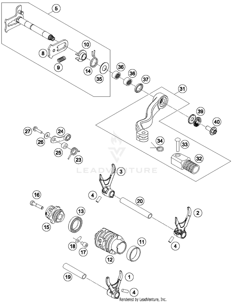 Shifting Mechanism TX 300 ENGINE - 2017 Schematic