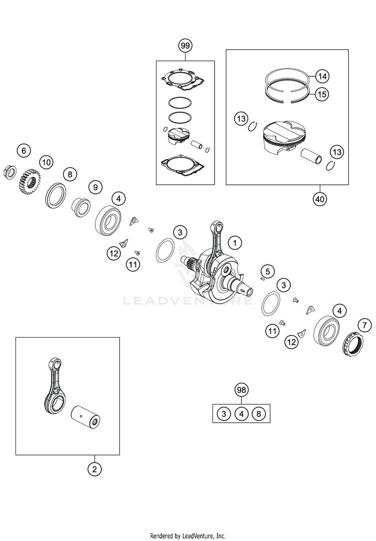 Crankshaft, Piston FC 350 ENGINE - 2020 Schematic